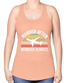 wander often wonder always  47# - airplane -Racerback Tank