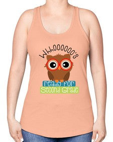 whooos ready for second grade 1007# - second grade -Racerback Tank