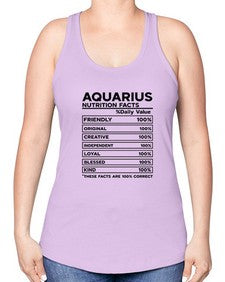 Aquarius Nutrition Facts 67# - aquarius -Racerback Tank