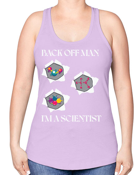 BackOffManImAScientistSkinite Scientist Skinite 289# - general science -Racerback Tank