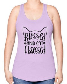Blessed And Cat Obsessed Style 79# - cats -Racerback Tank