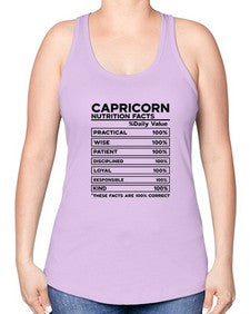 Capricorn Nutrition Facts 185# - capricorn -Racerback Tank