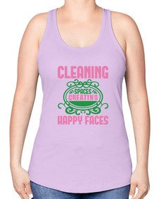 Cleaning spaces creating happy faces Style 93# - cleaner -Racerback Tank