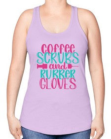 Coffee Scrubs And Rubber Gloves Style Style 665# - nurse -Racerback Tank