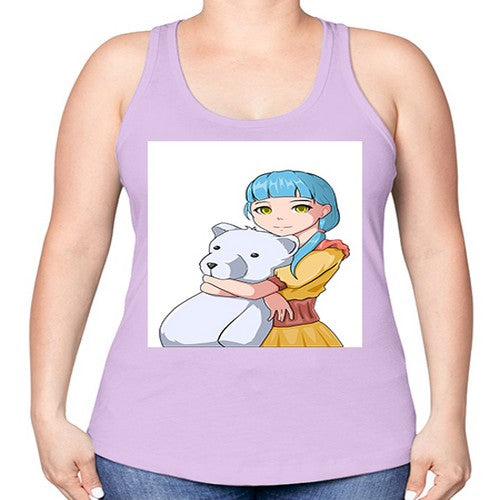 Cute girl with bear doll 26# - anime -Racerback Tank