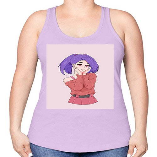 Cute girl with cute pose 138# - anime -Racerback Tank