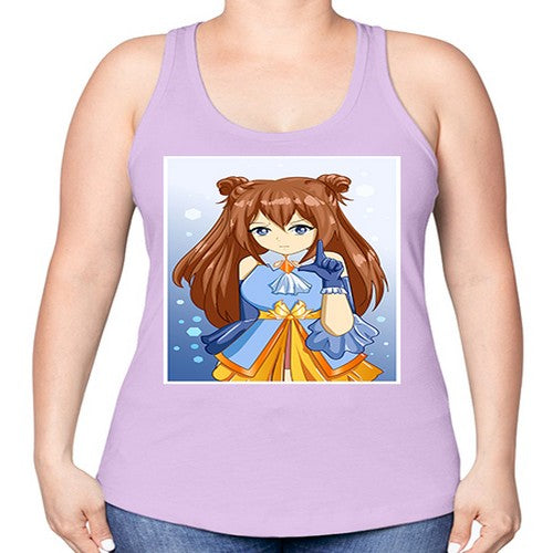 Cute little beautiful girl blue gold clothes cartoon 171# - anime -Racerback Tank