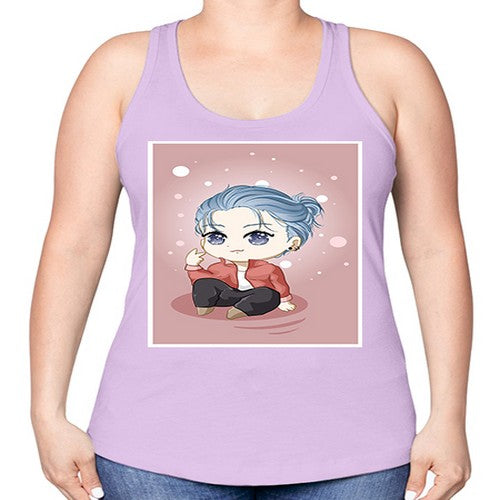 Cute little boy silver hair 78# - anime -Racerback Tank