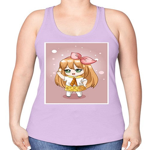 Cute little girl yellow hair wearing uniform 130# - anime -Racerback Tank