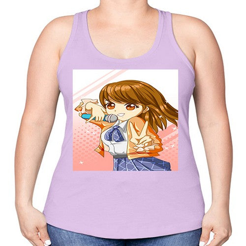 Cute teenage student girl singing song 47# - anime -Racerback Tank