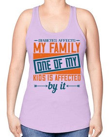 Diabetes affects my family One of my kids is affected by it Style 4# - diabetes -Racerback Tank