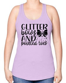 Glitter bows and pointed toes 130# - ballet -Racerback Tank