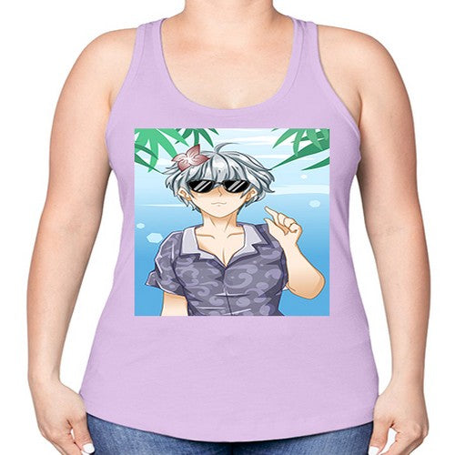 Handsome boy with sunglasses on the beach in summer holiday 44# - anime -Racerback Tank
