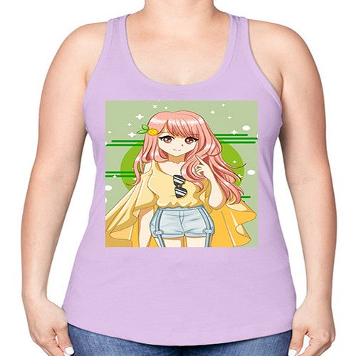 Happy and cute yellow blouse in summer holiday 43# - anime -Racerback Tank