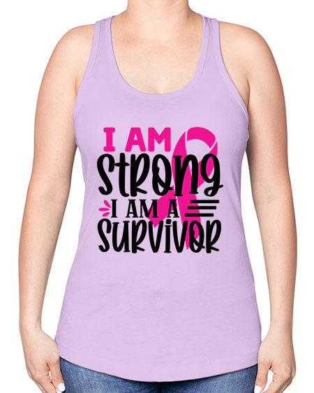 I Am Strong I Am a Survivor 19# - breast cancer -Racerback Tank