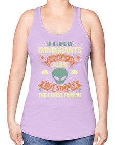 In a lan of immigrants one was not an alien 28# - ufo -Racerback Tank