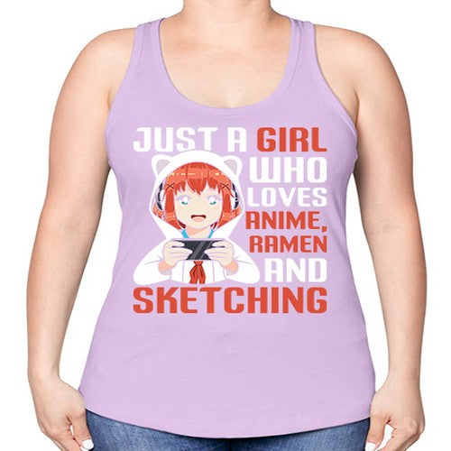 Just a girl who loves anime ramen and sketching260# - anime -Racerback Tank