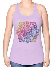 Mandala Courage Rainbow Glitter 758# - mandala -Racerback Tank