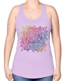 Mandala Teach Love Inspire Rainbow Glitter 762# - mandala -Racerback Tank