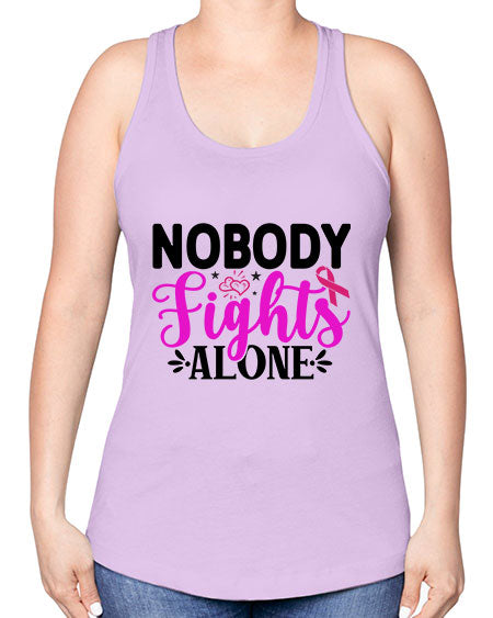 Nobody Fights Alone 12# - breast cancer -Racerback Tank