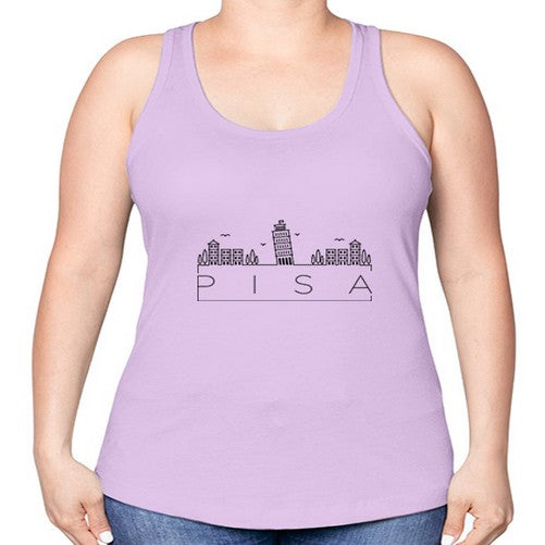 Pisa Minimal Skyline 1619# - cities -Racerback Tank