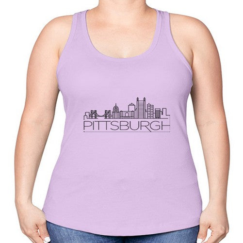 Pittsburgh Minimal Skyline 1623# - cities -Racerback Tank