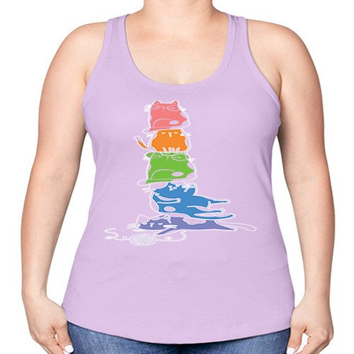 Pride Kawaii Cats Pile Cute Anime 277# - anime -Racerback Tank