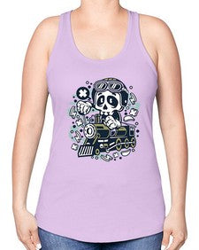 Skull Train 1067# - skull and bones -Racerback Tank