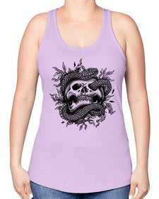 Snake Skull 1095# - skull and bones -Racerback Tank