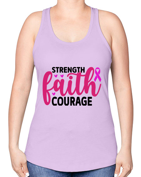 Strength Faith Courage 8# - breast cancer -Racerback Tank