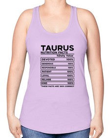 Taurus Nutrition Facts 490# - taurus -Racerback Tank