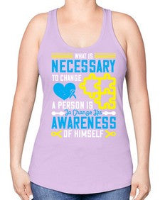 What is necessary to change a person is to change his awareness of himself Style 8# - Self awareness -Racerback Tank