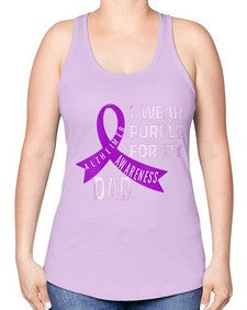 Womens I Wear Purple for My Dad Alzheimers Disease Awareness VNeck 221# - alzheimers -Racerback Tank