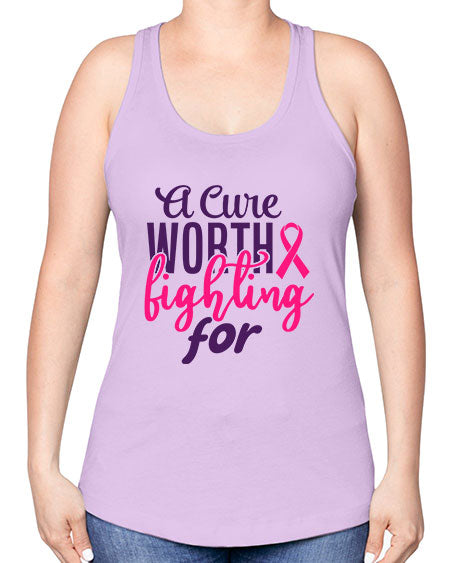 a cure worth fighting for Style 17# - breast cancer -Racerback Tank