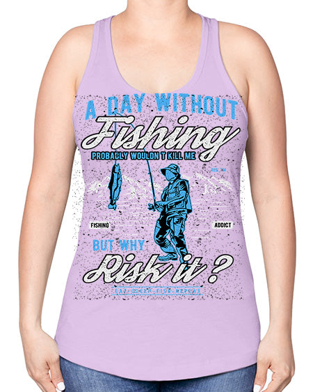 a day without fishing cs 68# - shark-fish -Racerback Tank