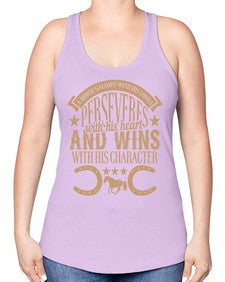 a horse gallop with his lungs perseveres with his heart - horse -Racerback Tank
