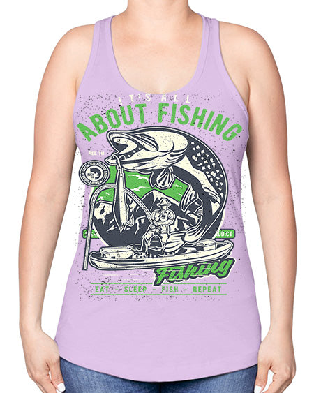 all about fishing cs 67# - shark-fish -Racerback Tank
