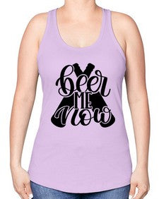 beer me now 657# - beer -Racerback Tank