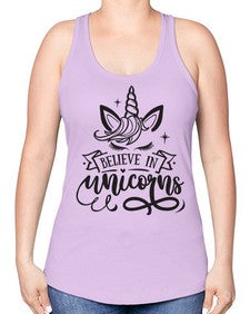 believe in unicorns black 55# - unicorn -Racerback Tank