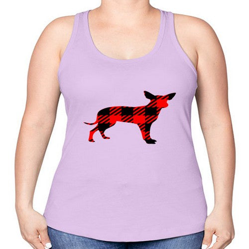 buffalo plaid pointed ear dog 64# - dogs -Racerback Tank