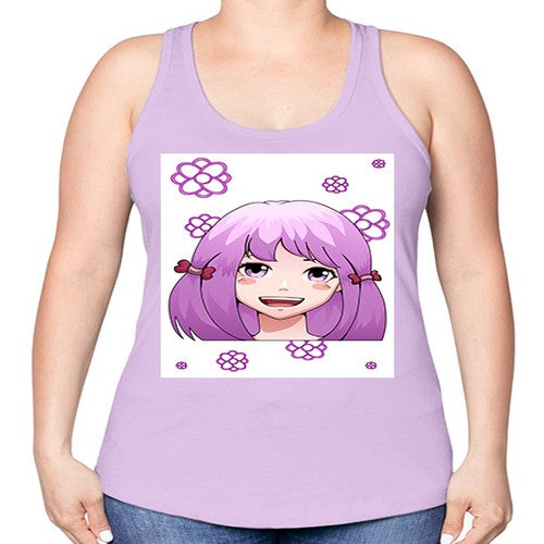 cute ponytails purple hair girl 63# - anime -Racerback Tank