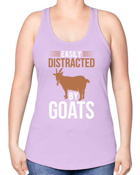 easily distracted by goats Style 5# - goat -Racerback Tank