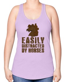easily distracted by horses - horse -Racerback Tank