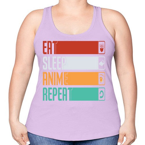 eat sleep anime repeat225# - anime -Racerback Tank