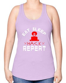 eat sleep hack repeat 48# - computer -Racerback Tank