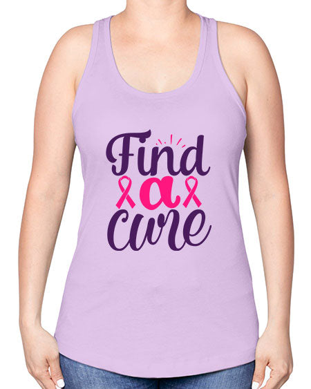 find a cure Style 12# - breast cancer -Racerback Tank