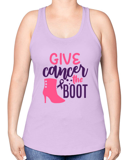 give cancer the boot Style 11# - breast cancer -Racerback Tank