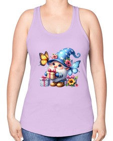 gnome with butterfly 03# - gnome -Racerback Tank