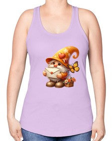 gnome with butterfly 09# - gnome -Racerback Tank