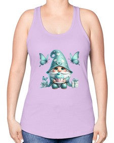 gnome with butterfly 10# - gnome -Racerback Tank
